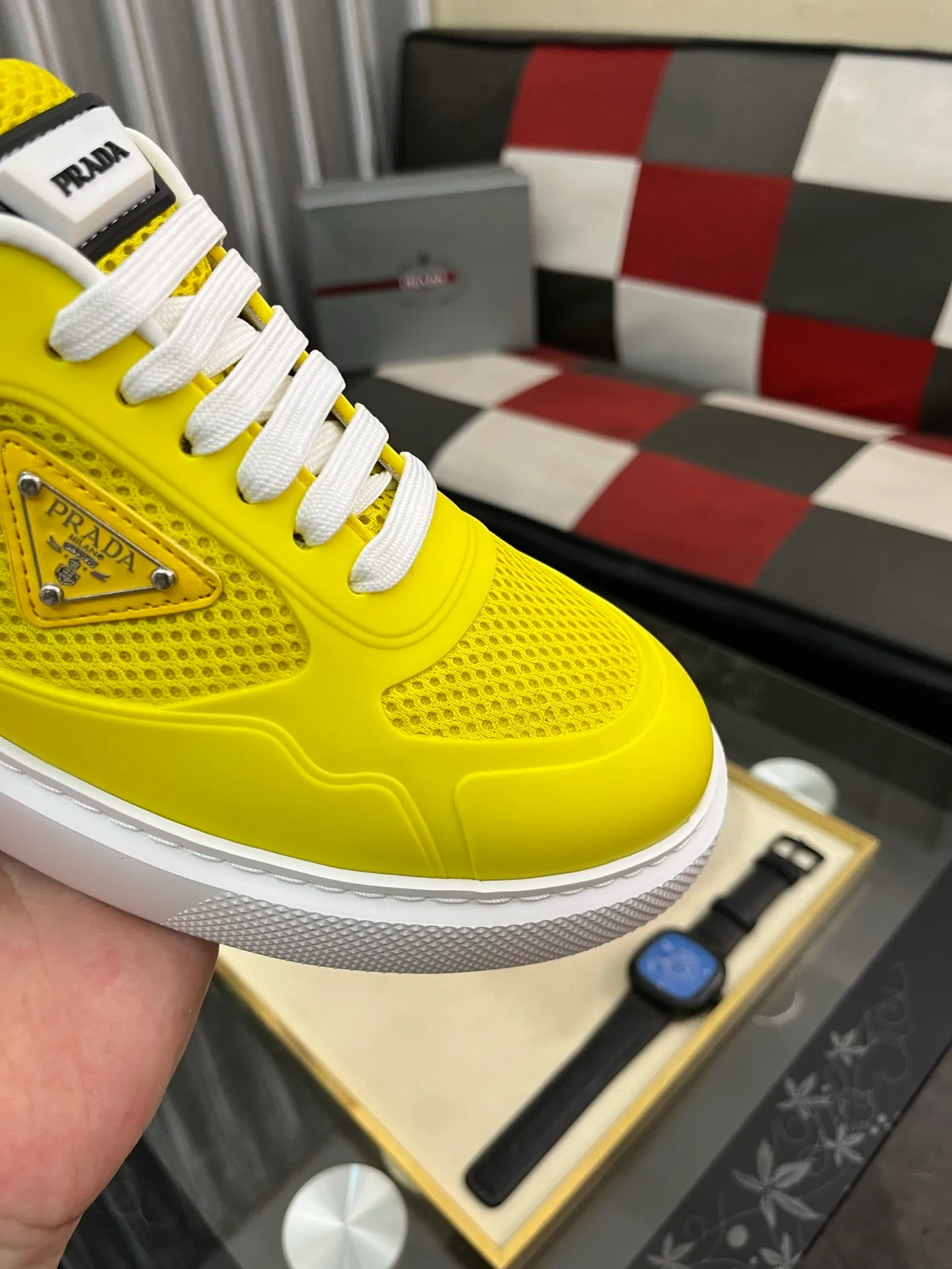Men's shoes 💰580⌚️⌚️【PRADA】Prada - high-end quality original order 🔍🔍🔍 casual sports shoes - upper: imported 🔝 Napa calfskin, pebbled calfskin, branded glue hollow mesh canvas, shoe body sewn with branded metal fasteners - lining: water-dyed cowhide - outsole: ultra-light TPU foam rubber; two-color molded outsole -Ultra-high quality control, fine workmanship, highlighting (high-end, nobility, class) -Size: 38-445️⃣colors available